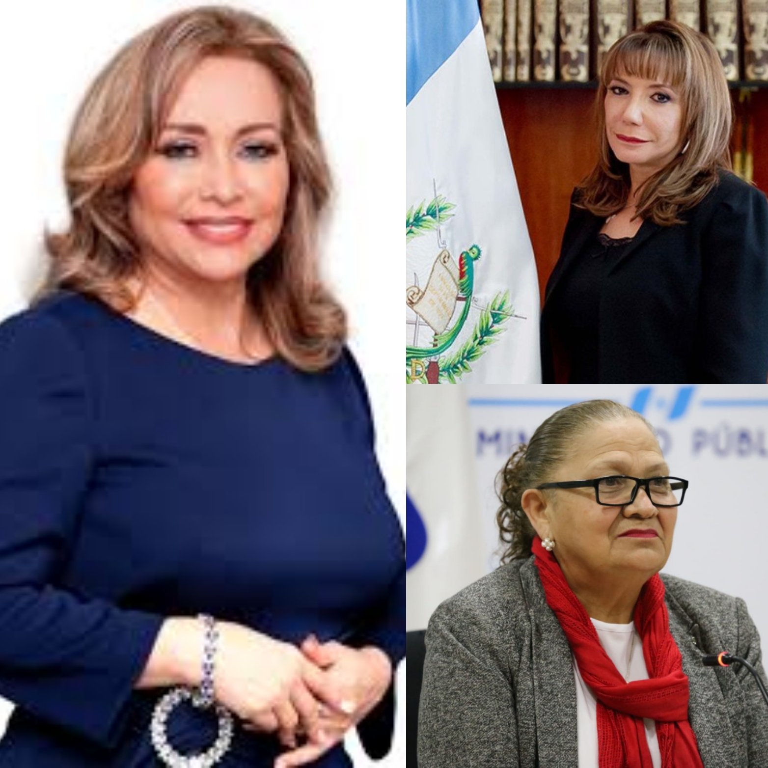  Silvia Valdés presidenta de la Corte Suprema de Justicia de la República de Guatemala y del Organismo Judicial. La magistrada presidenta del Tribunal Supremo Electoral (TSE), Irma Elizabeth Palencia Orellana y María Consuelo Porras Argueta, Fiscal General de la República y Jefe del Ministerio Público. 